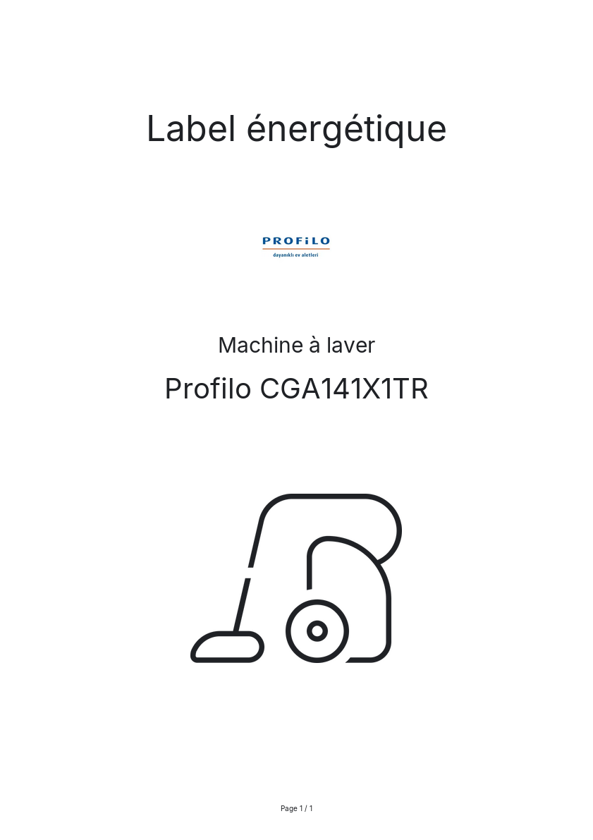 Page n°1 - Label énergétique Profilo CGA141X1TR
