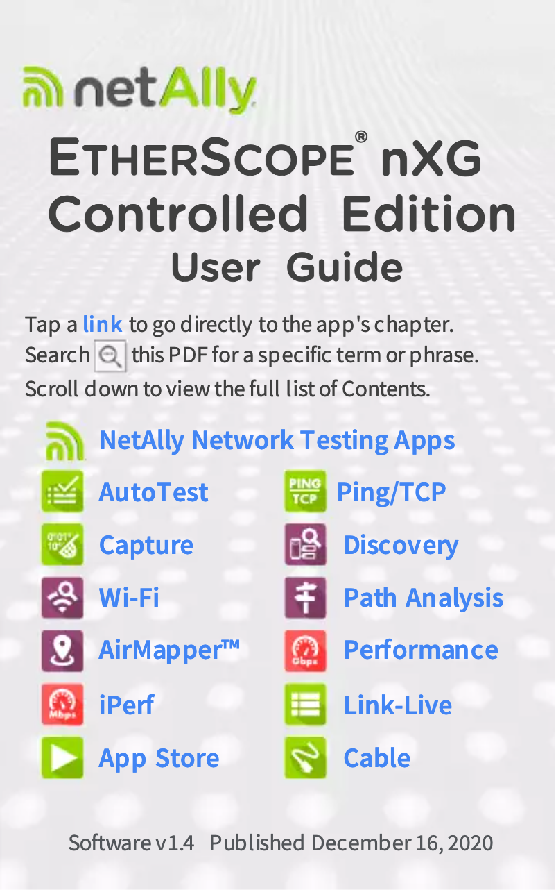 Page 1 de la notice Manuel utilisateur NetAlly EtherScope nXG