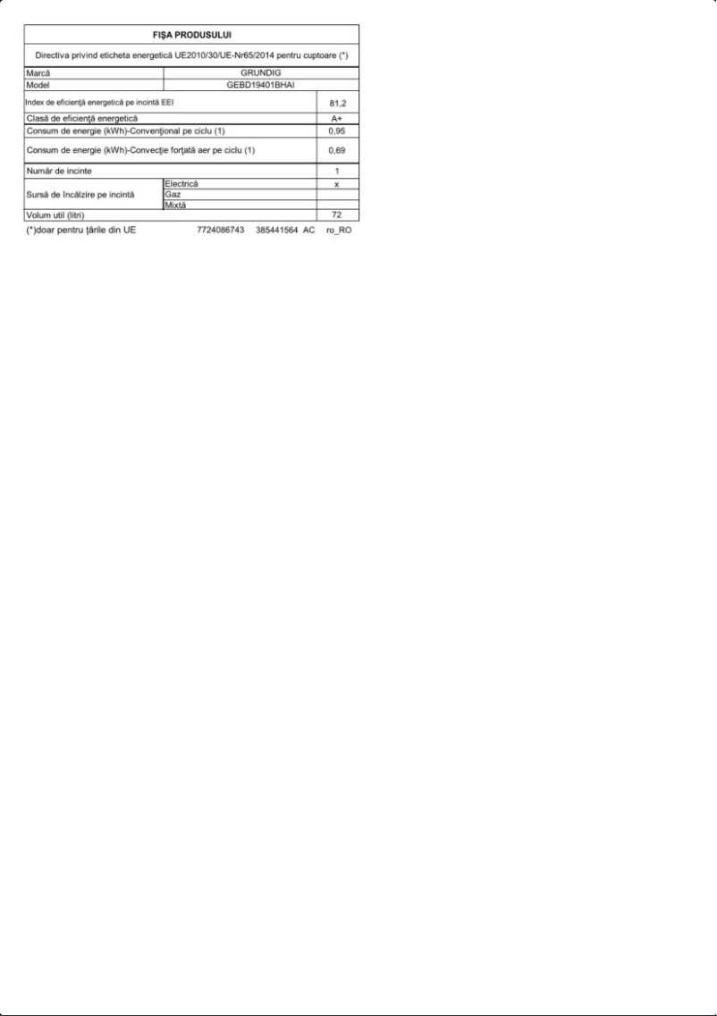 Page n°1 - Fiche technique Grundig GEBD19401BHAI