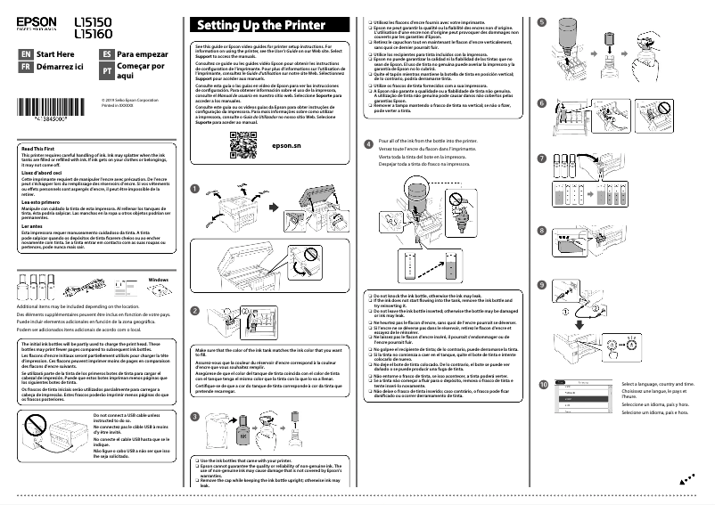 Page n°1 - Guide d'installation Epson EcoTank L15160