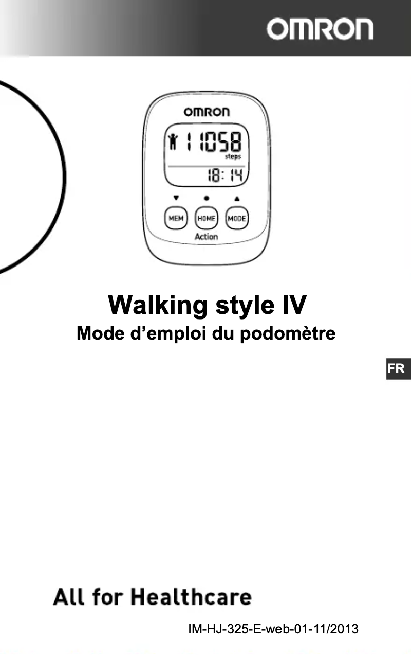Image de la première page du manuel de l'appareil Walking Style IV HJ-325-EB