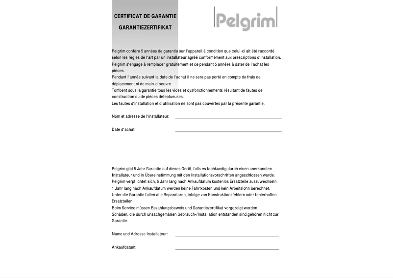 Page n°1 - Manuel utilisateur Pelgrim MAG525ONY