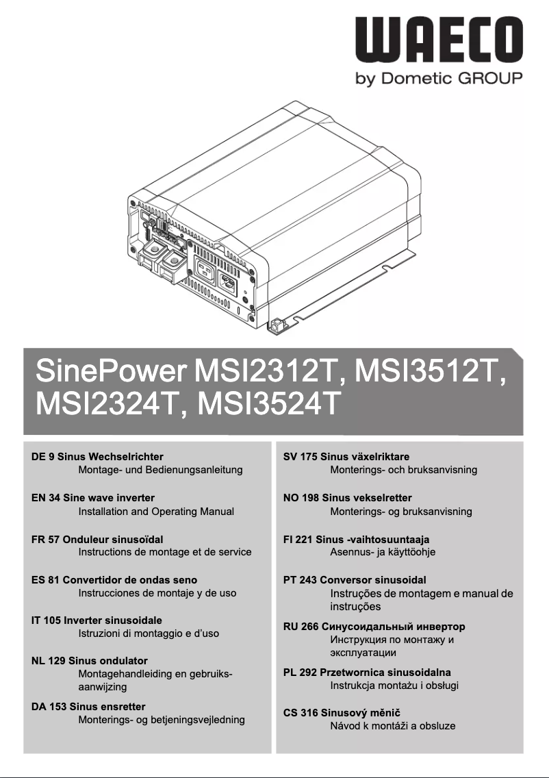 Page n°1 - Manuel utilisateur Waeco SinePower MSI3512T