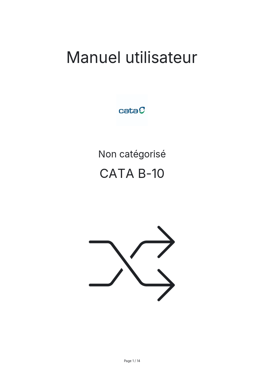 Page n°1 - Manuel utilisateur CATA B-10