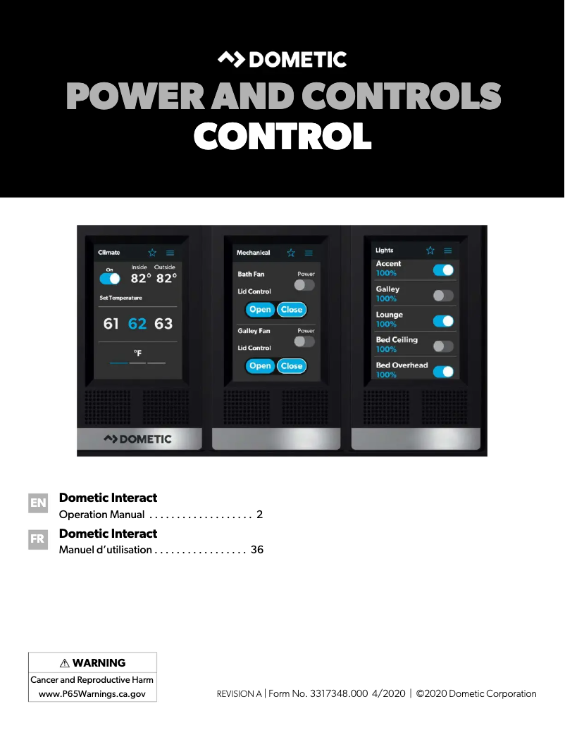 Page 1 de la notice Manuel utilisateur Dometic Interact Solution