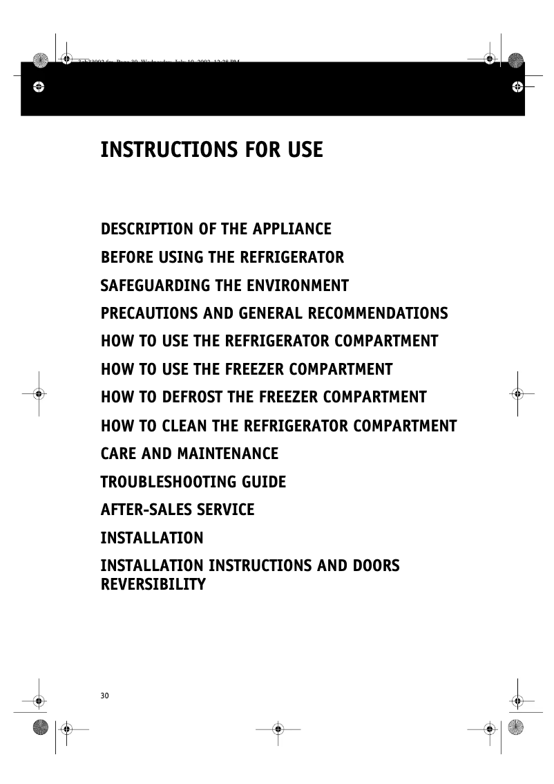 Page 1 de la notice Manuel utilisateur Whirlpool ART 467/R