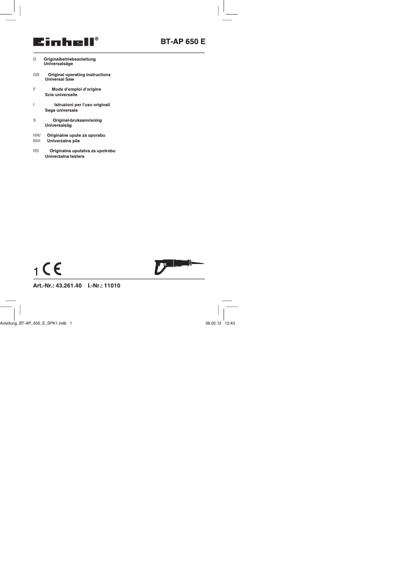 Image de la première page du manuel de l'appareil BT-AP 650 E