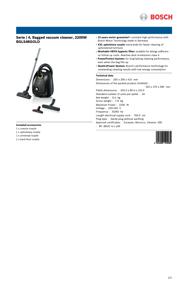 Image de la première page du manuel de l'appareil Serie 4 BGLS48GOLD