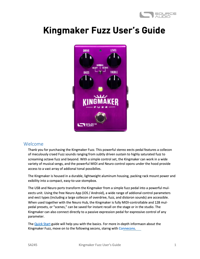 Image de la première page du manuel de l'appareil Kingmaker