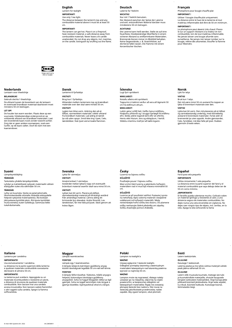 Page 1 de la notice Manuel utilisateur Ikea ENRUM 604.451.12