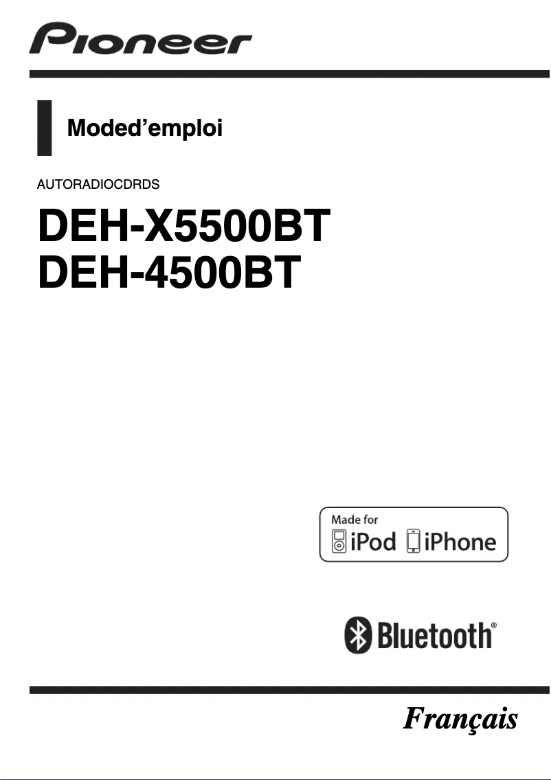 Page 1 de la notice Manuel utilisateur Pioneer DEH-4500BT