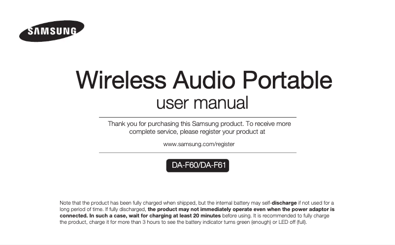 Page n°1 - Manuel utilisateur Samsung DA-F60