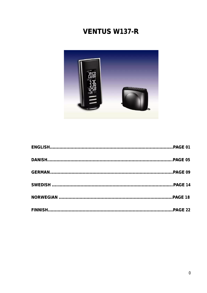 Página 1 del manual Manual de usuario Ventus W137