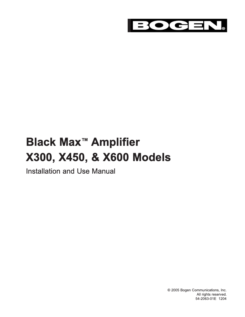 Page n°1 - Manuel utilisateur Bogen X450