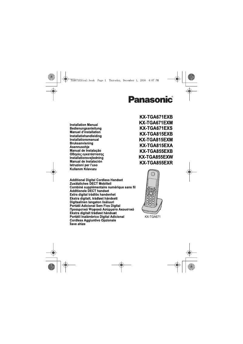 Page n°1 - Manuel utilisateur Panasonic KX-TGA855