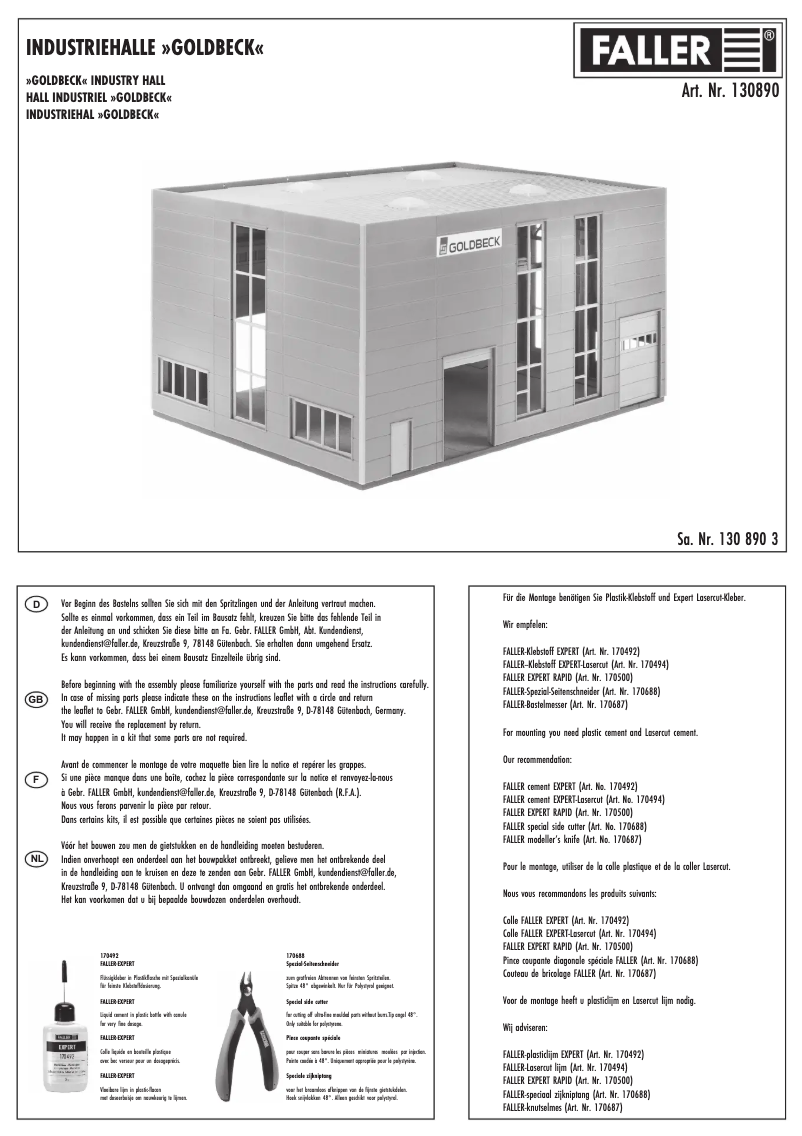 Page n°1 - Manuel utilisateur Faller 130890