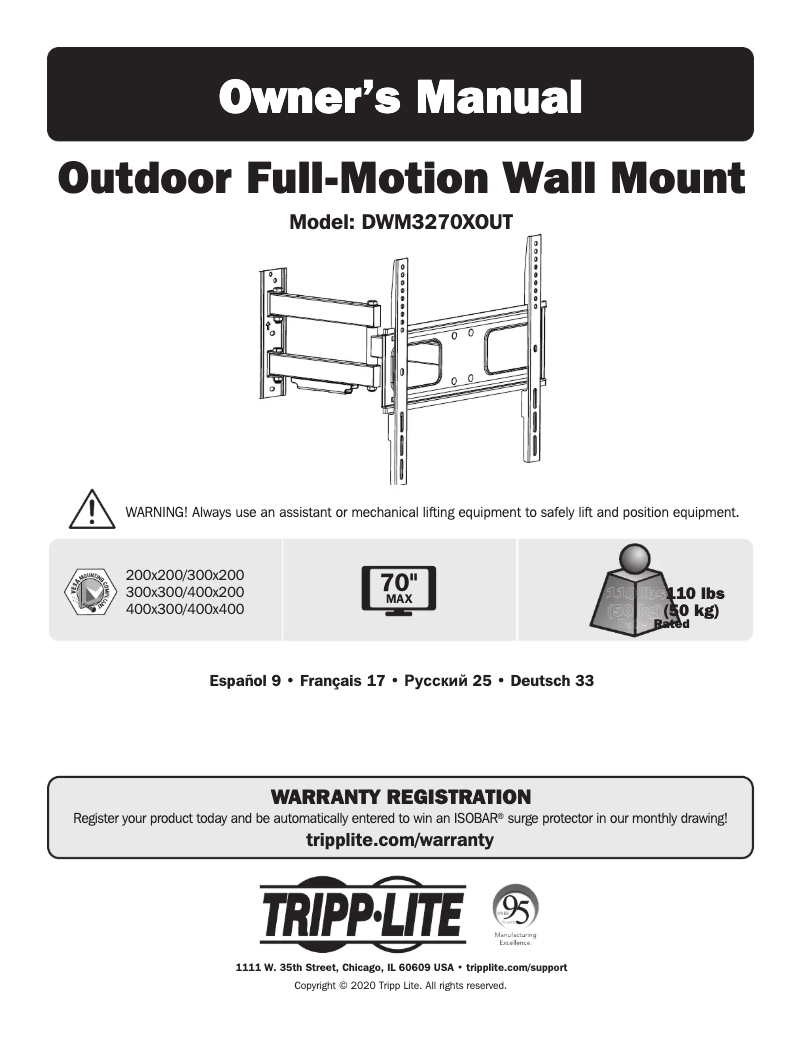Página 1 del manual Manual de usuario Tripp Lite DWM3270XOUT