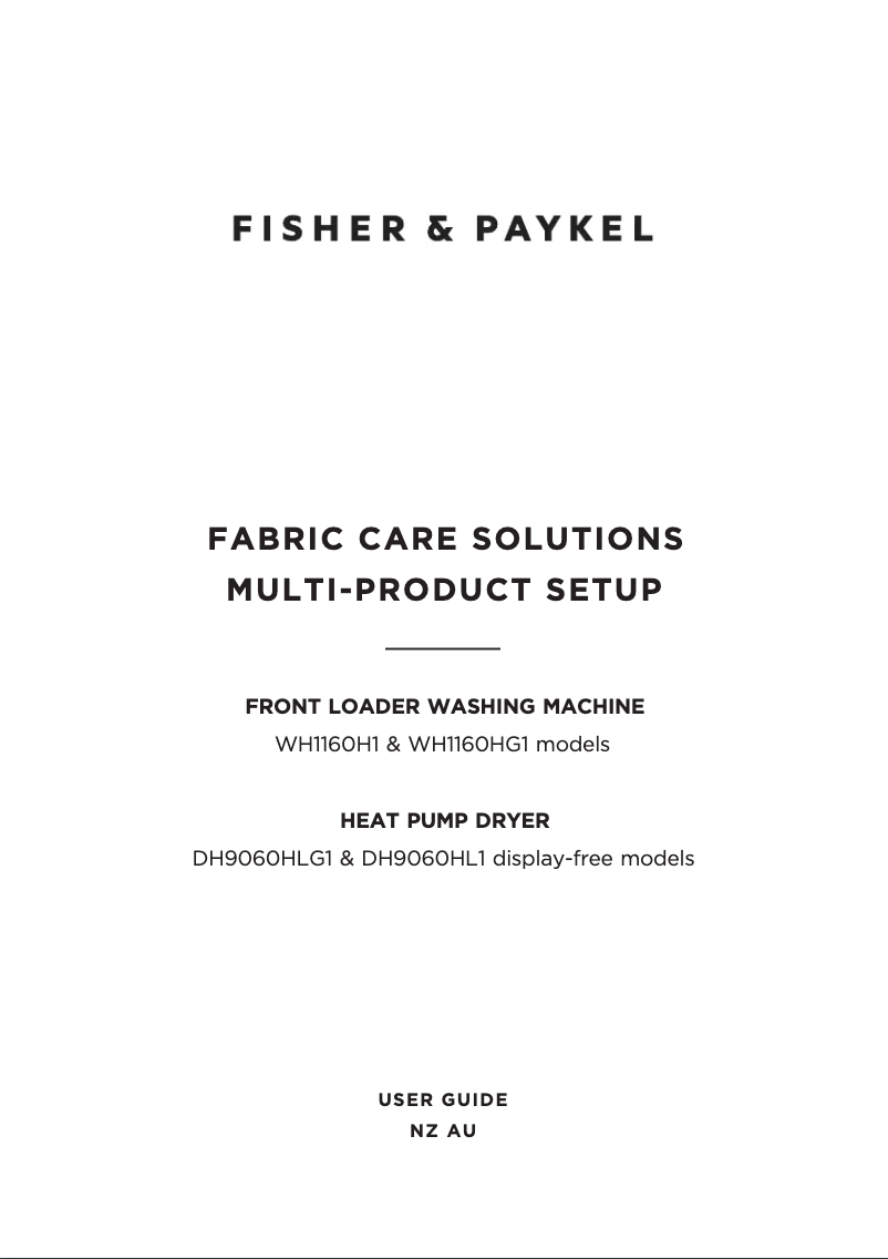 Page 1 de la notice Manuel utilisateur Fisher & Paykel WH1160HG1