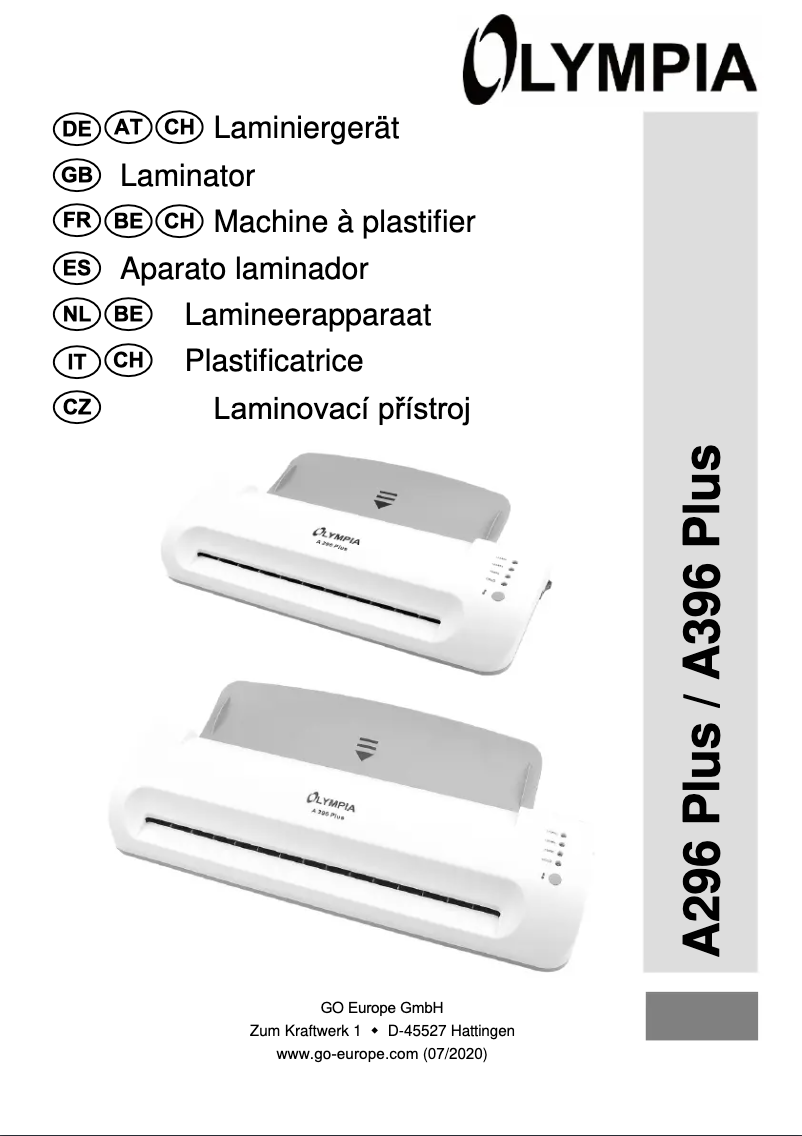 Image de la première page du manuel de l'appareil A 296 Plus