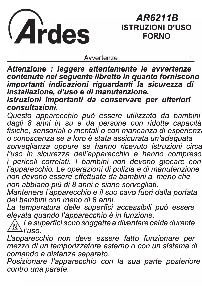 Page n°1 - Manuel utilisateur Ardes AR6211B