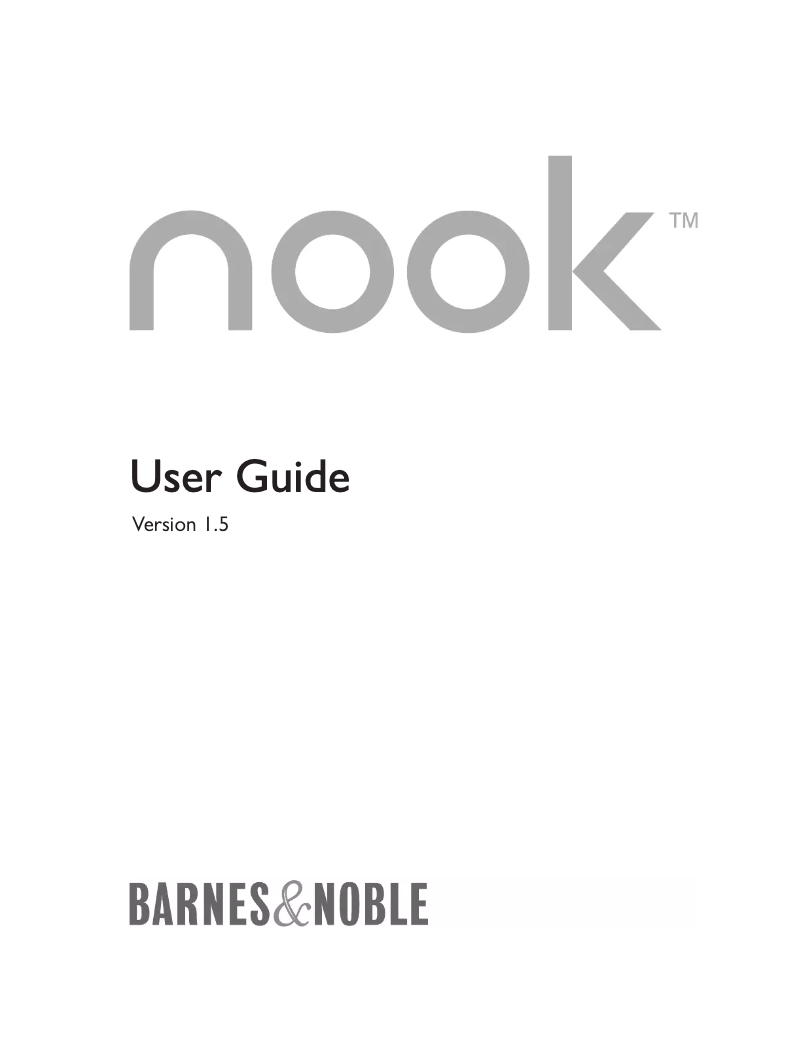 Page n°1 - Manuel utilisateur Barnes & Noble NOOK v1.5