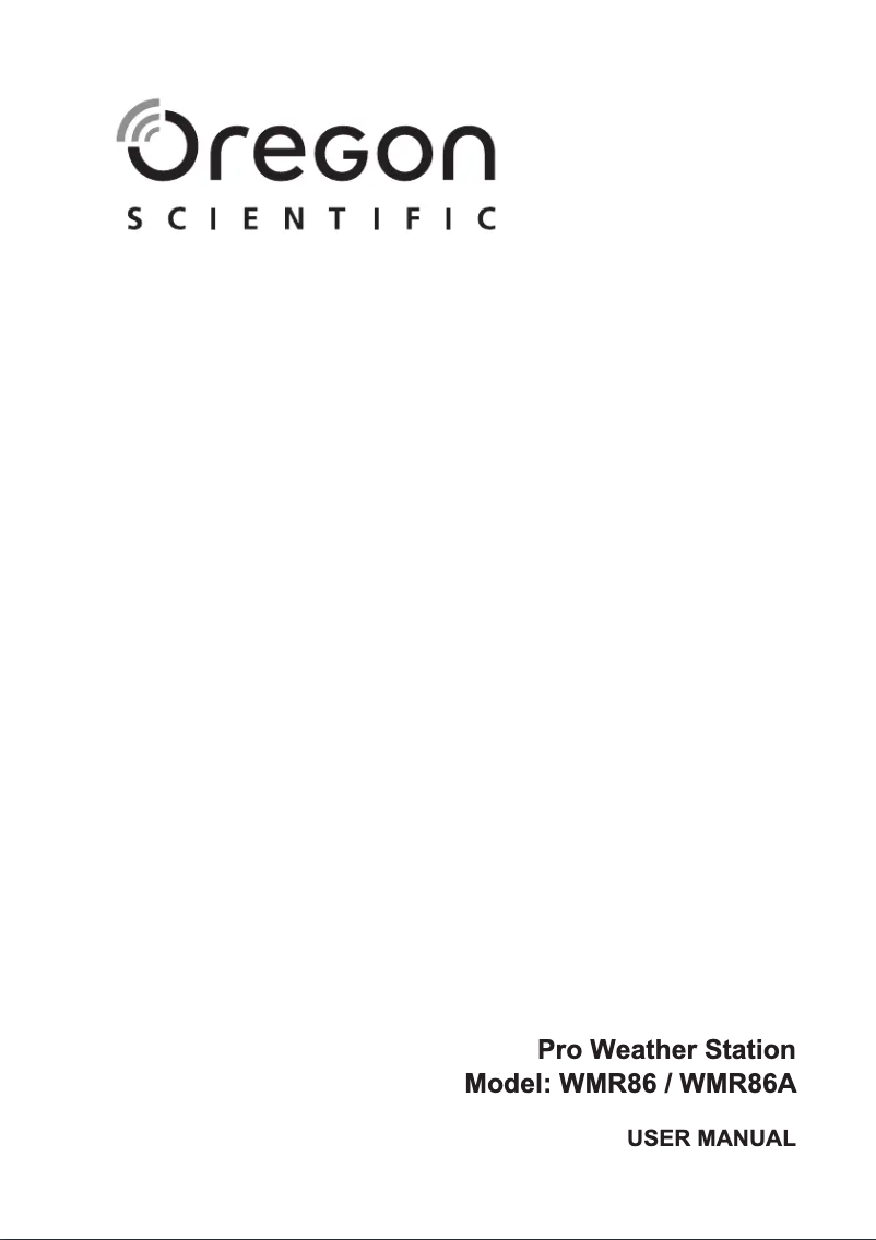 Page 1 de la notice Manuel utilisateur Oregon Scientific WMR86A