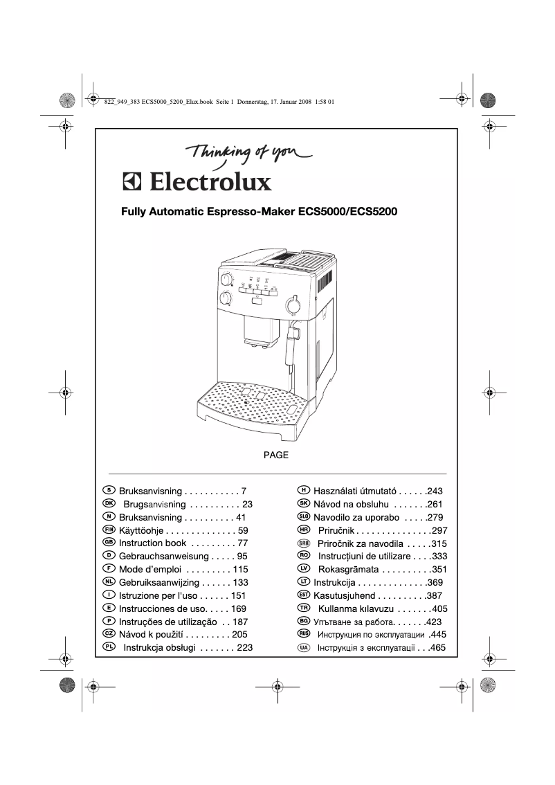 Page 1 de la notice Manuel utilisateur AEG-Electrolux CS 5200