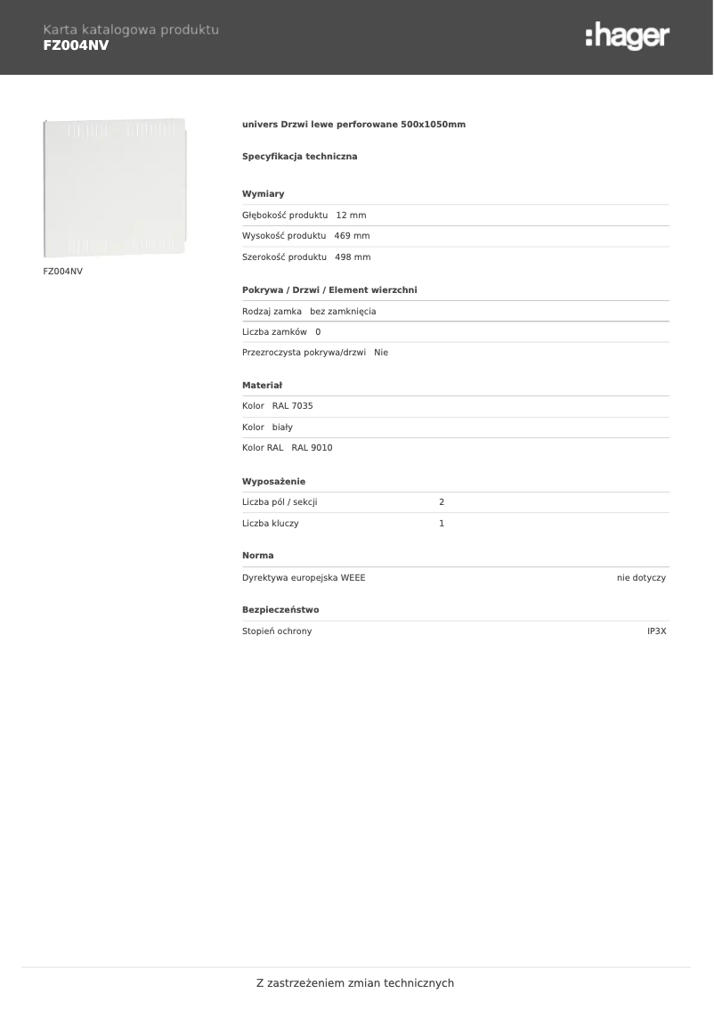 Image de la première page du manuel de l'appareil FZ004NV