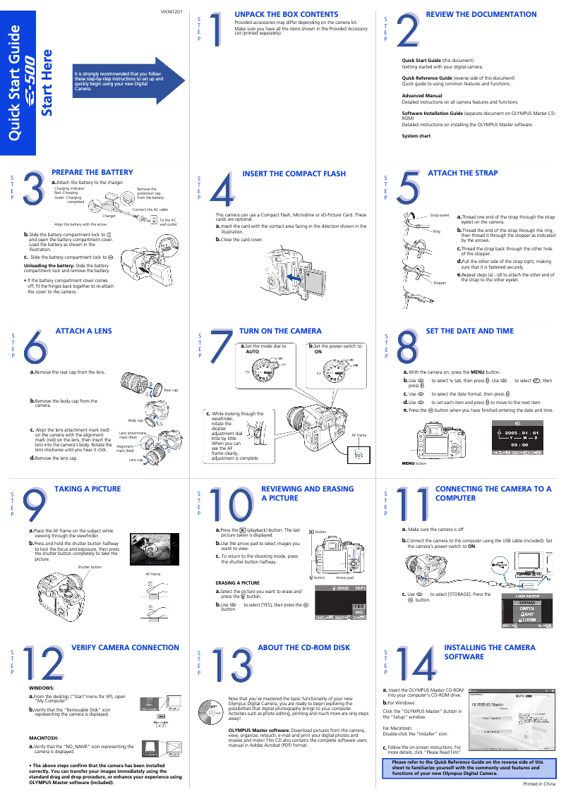 Image de la première page du manuel de l'appareil E-500