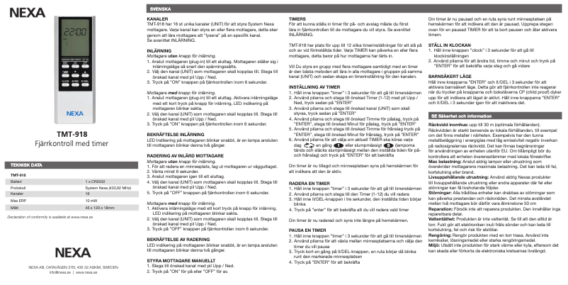 Image de la première page du manuel de l'appareil TMT-918