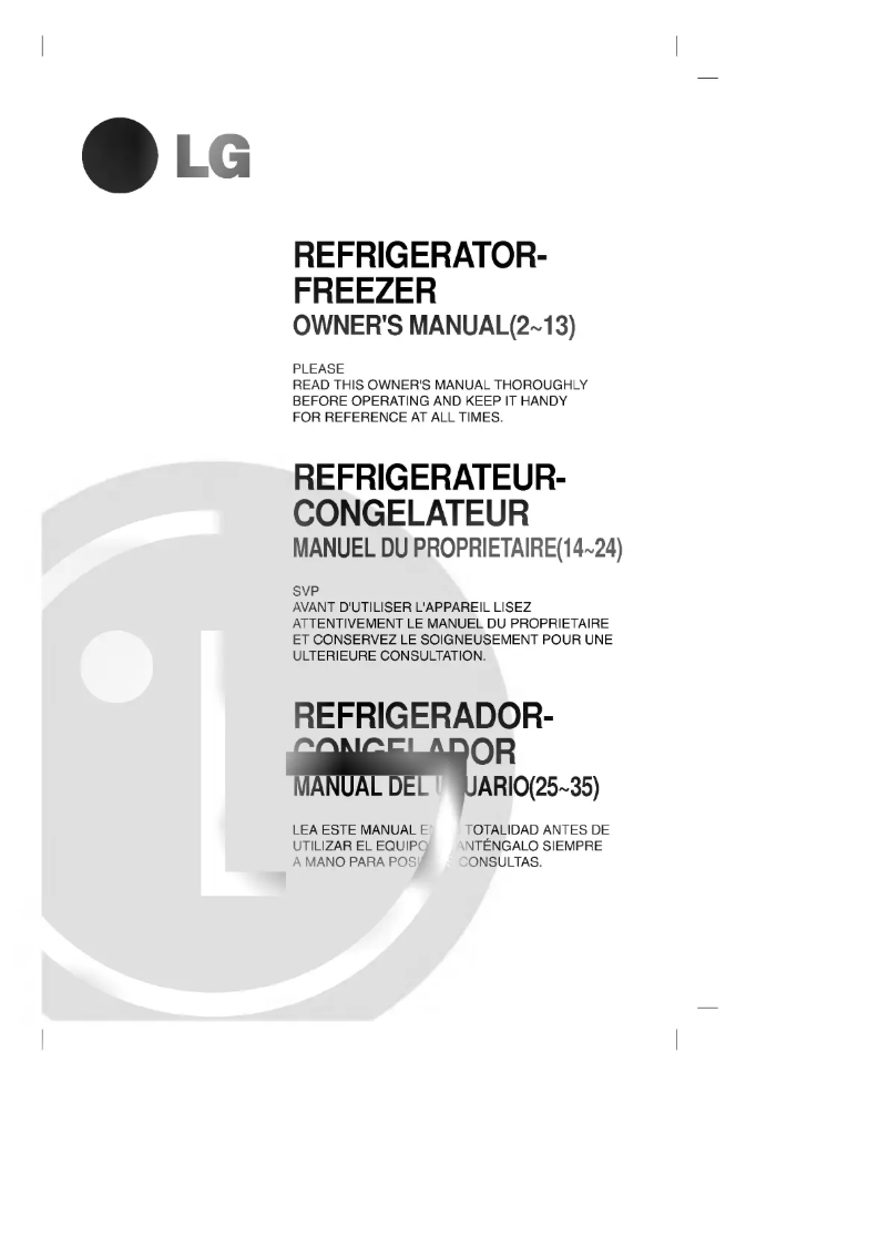 Image de la première page du manuel de l'appareil GR-T692BEQ