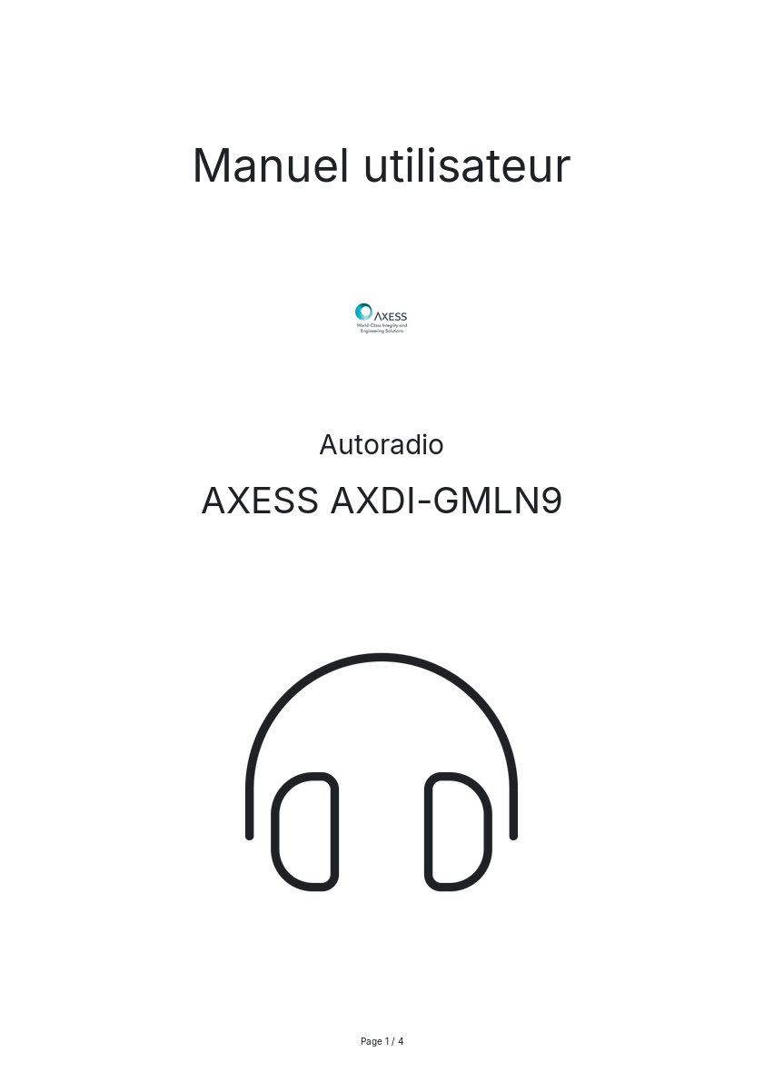 Page n°1 - Manuel utilisateur AXESS AXDI-GMLN9