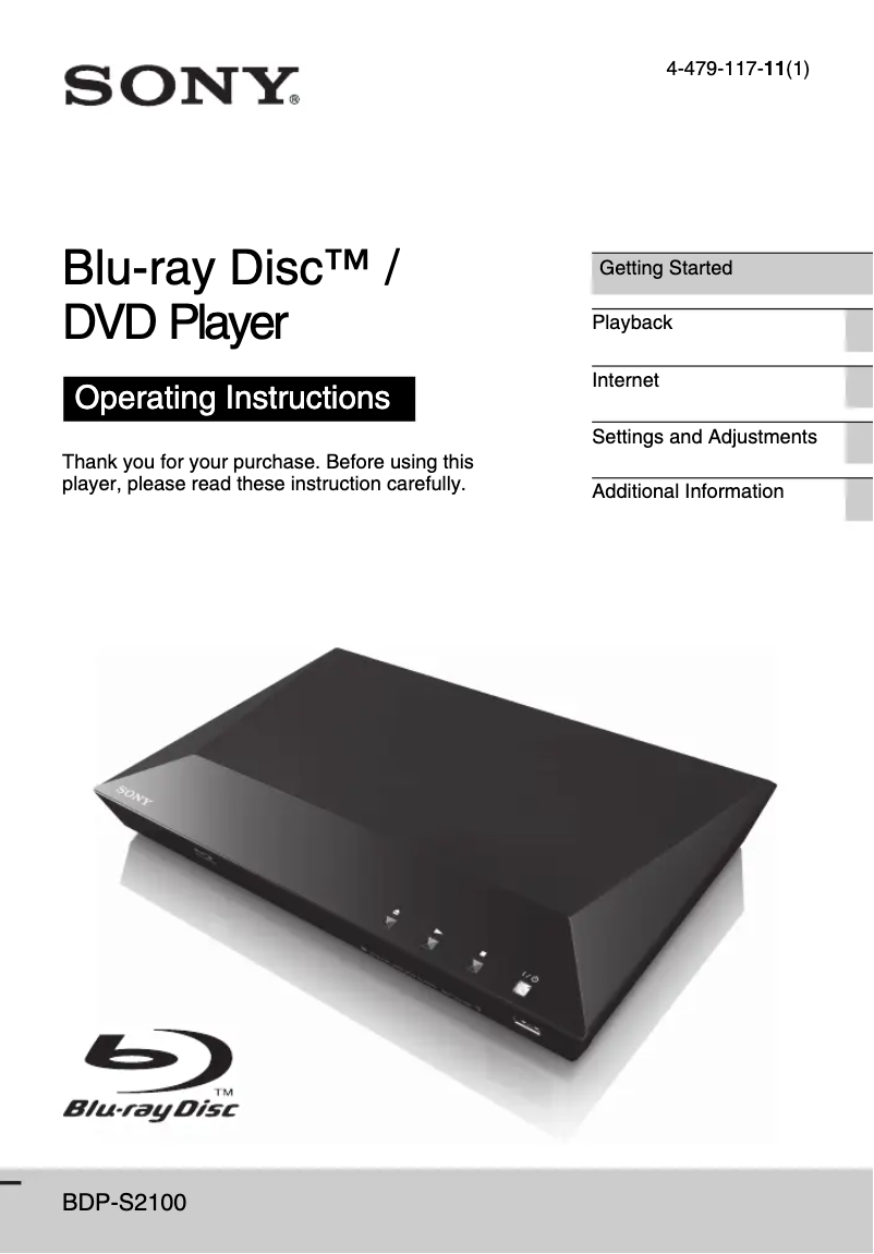 Página 1 del manual Manual de usuario Sony BDP-S2100