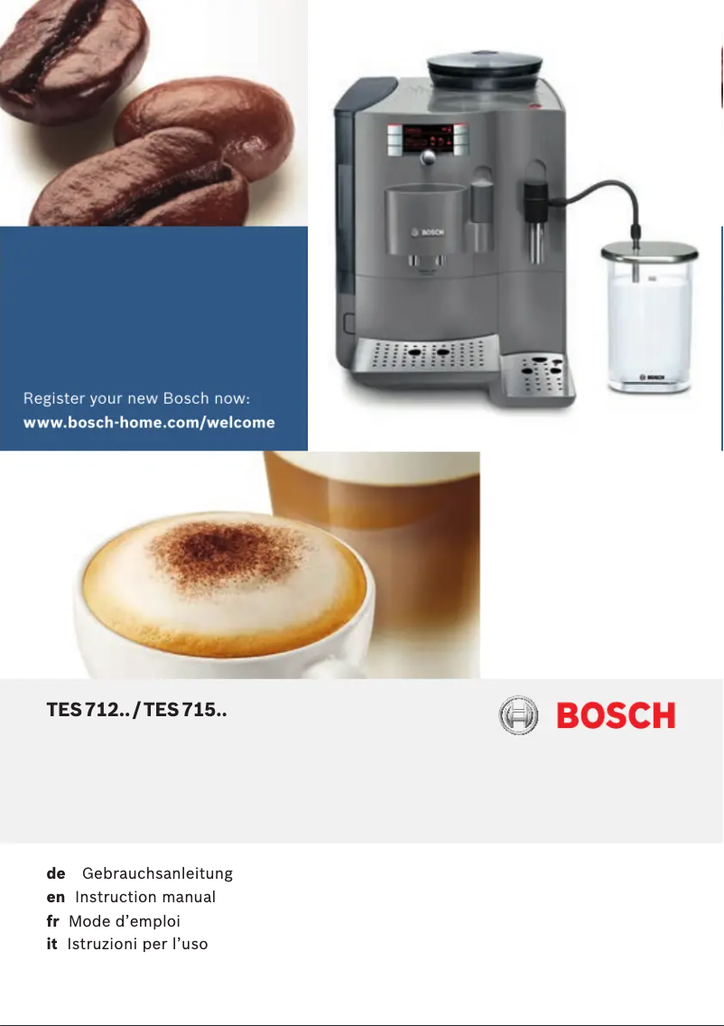 Page 1 of the manual User Manual Bosch VeroBar AromaPro TES71251DE
