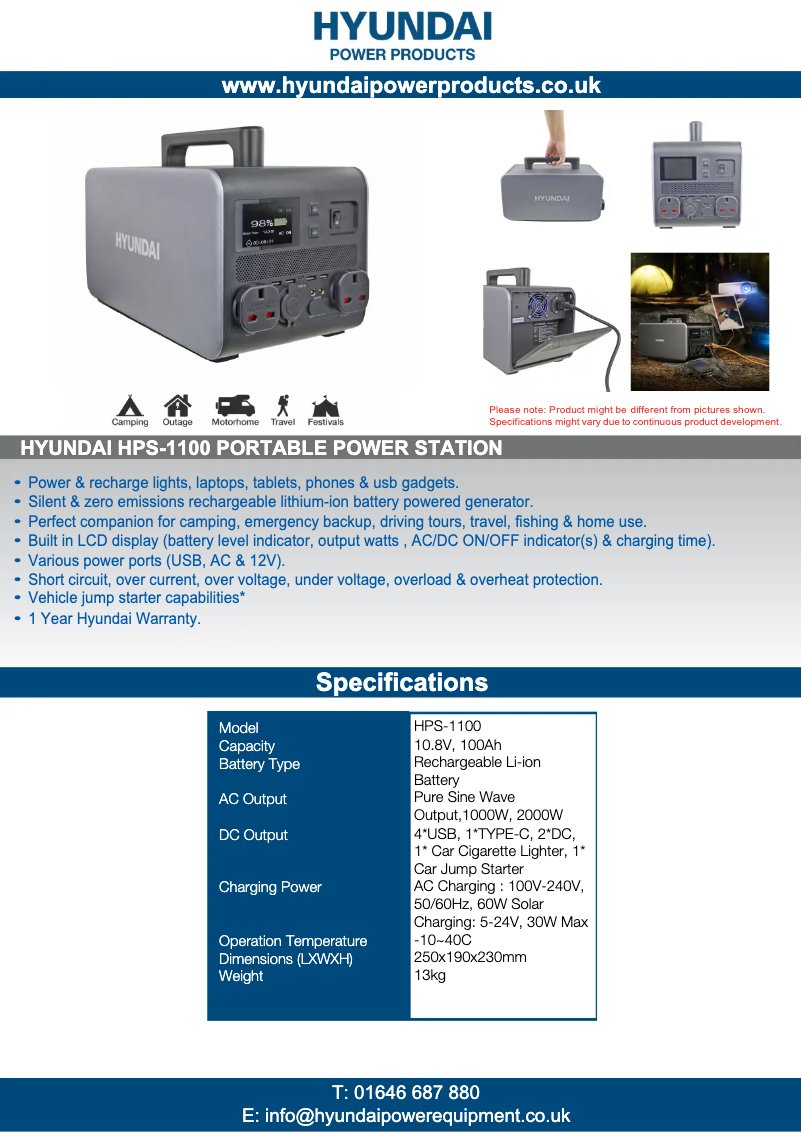 Page n°1 - Manuel utilisateur Hyundai HPS-1100