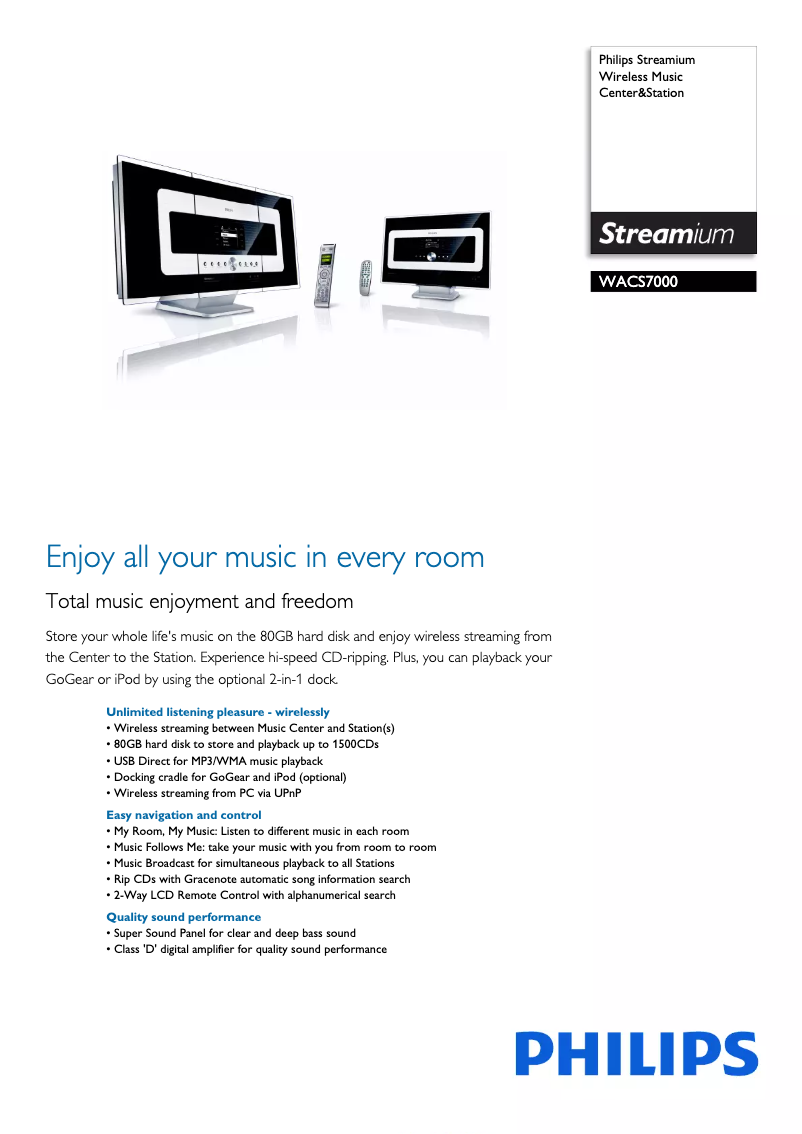 Página 1 del manual Folleto Philips WACS7000