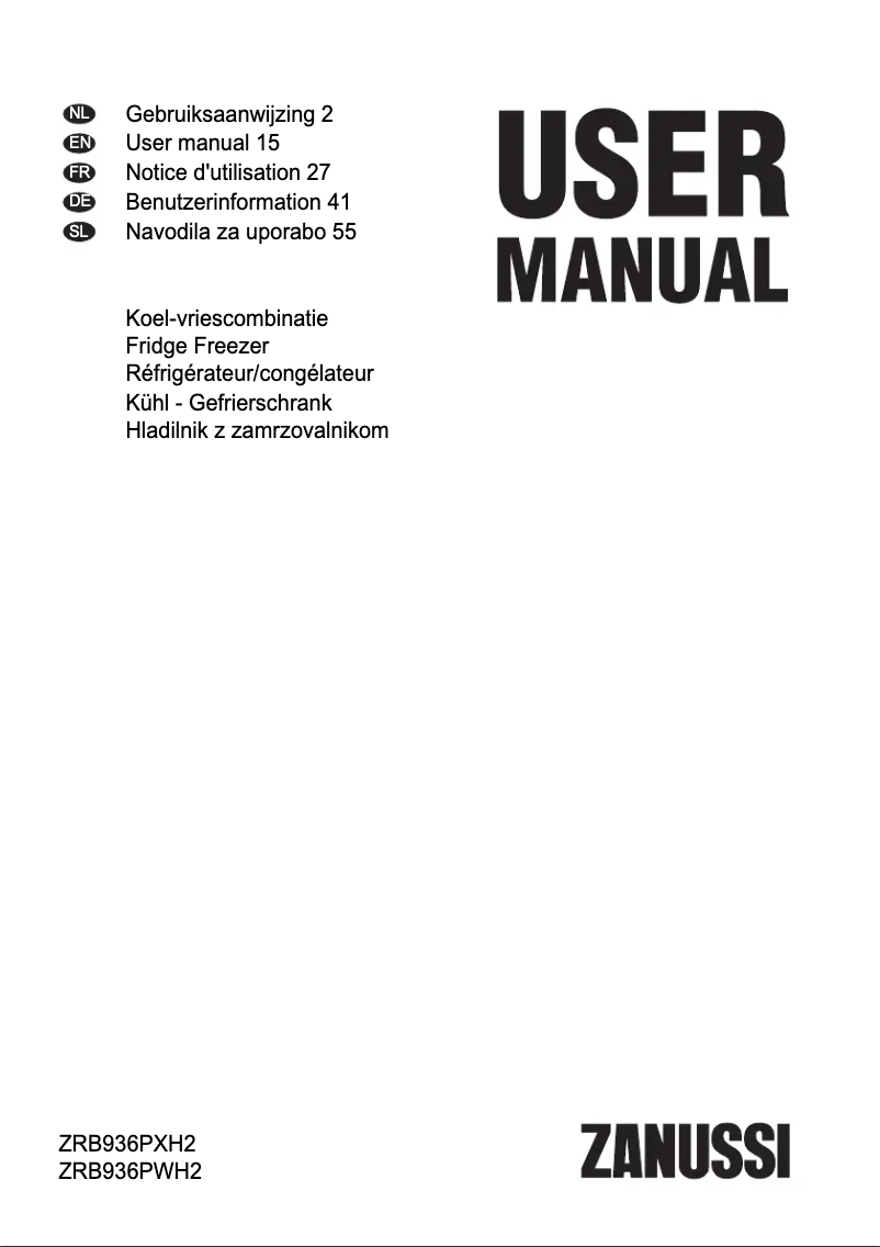Página 1 del manual Manual de usuario Zanussi ZRB936PXH2