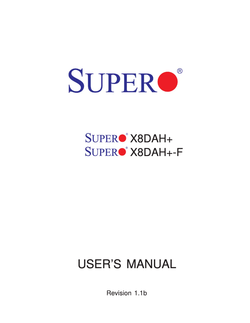 Page n°1 - Manuel utilisateur Supermicro MBD-X8DAH+-F-O