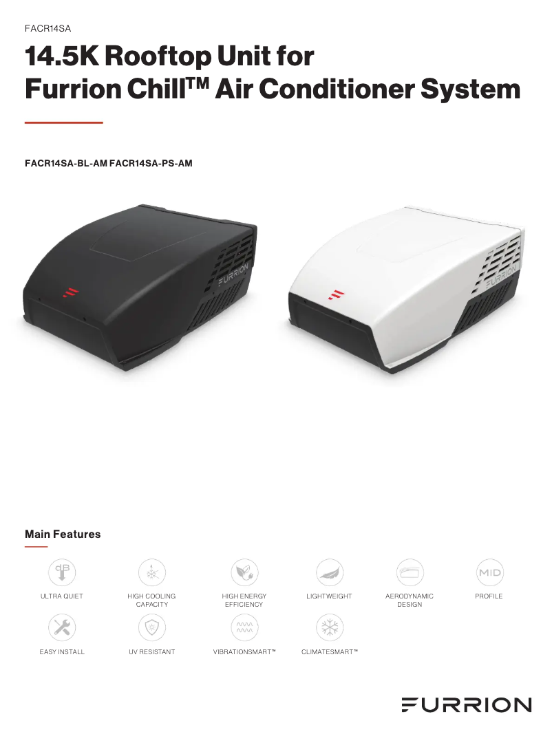 Page 1 of the manual Technical Sheet Furrion FACR14SA-PS-AM