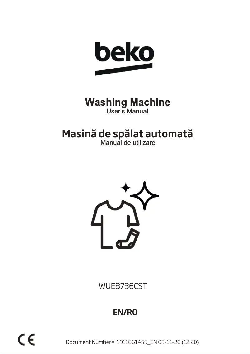 Page 1 de la notice Manuel utilisateur Beko WUE8736CST