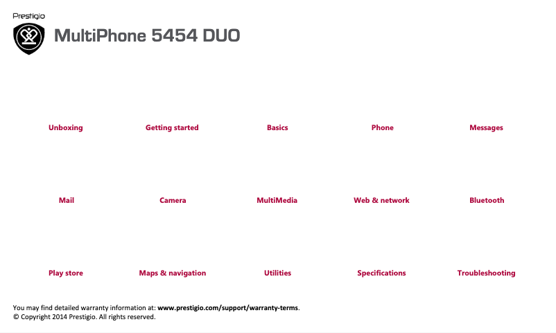 Page n°1 - Mode d'emploi Prestigio MultiPhone 5454 DUO