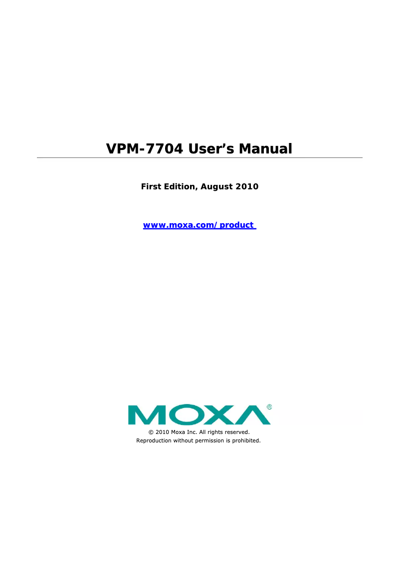 Image de la première page du manuel de l'appareil VPM-7704