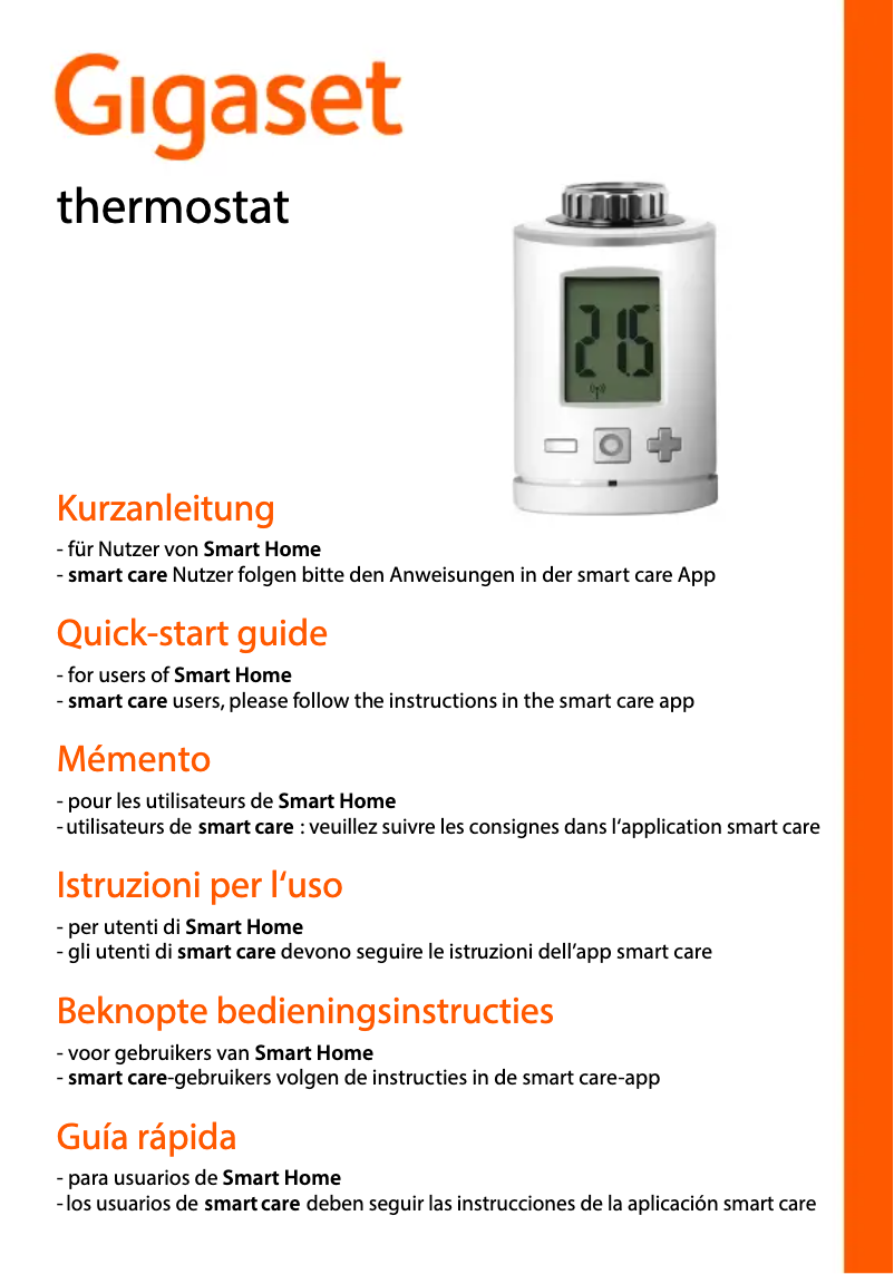 Page 1 de la notice Manuel utilisateur Gigaset Thermostat ONE X