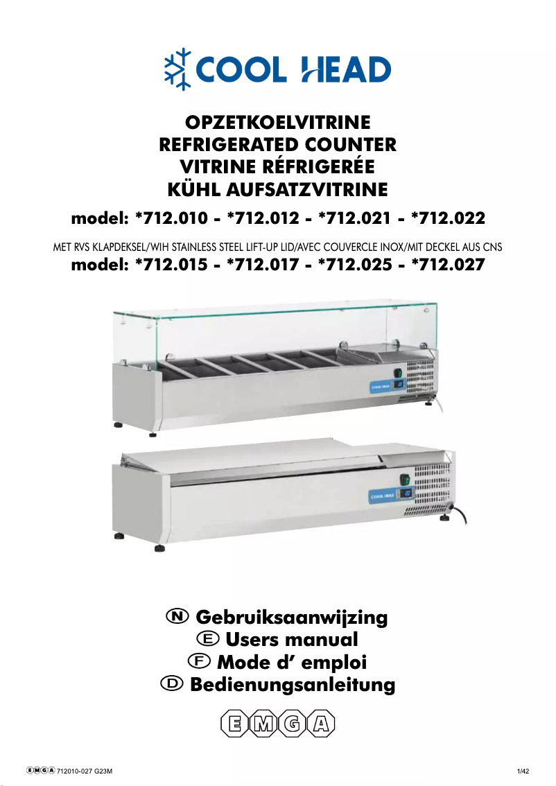 Page 1 de la notice Manuel utilisateur Cool Head 712017