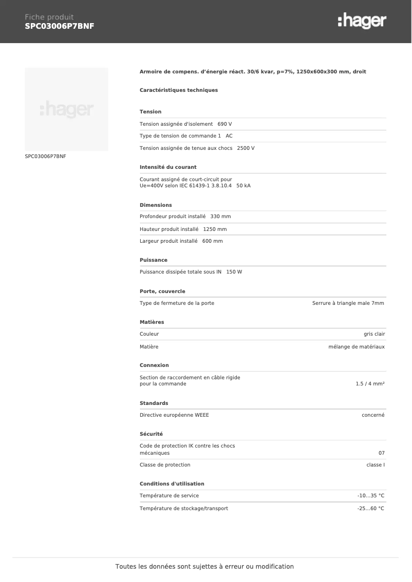 Image de la première page du manuel de l'appareil SPC03006P7BNF