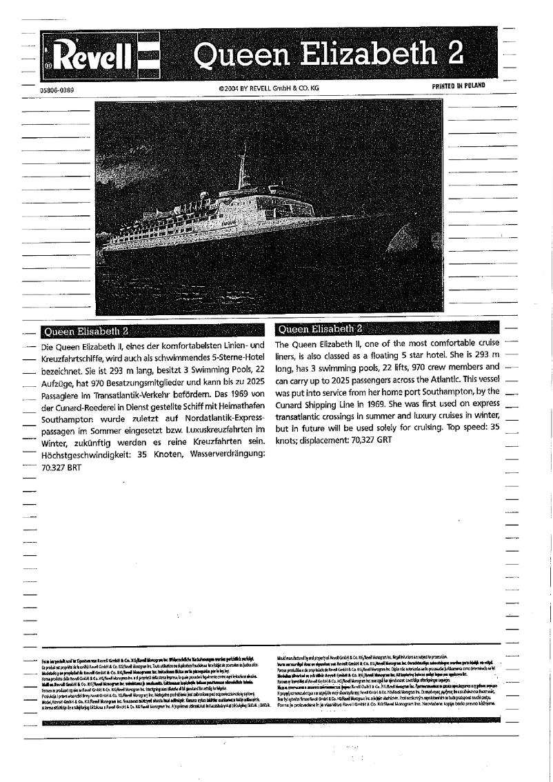 Page 1 de la notice Manuel utilisateur Revell Queen Elizabeth 2