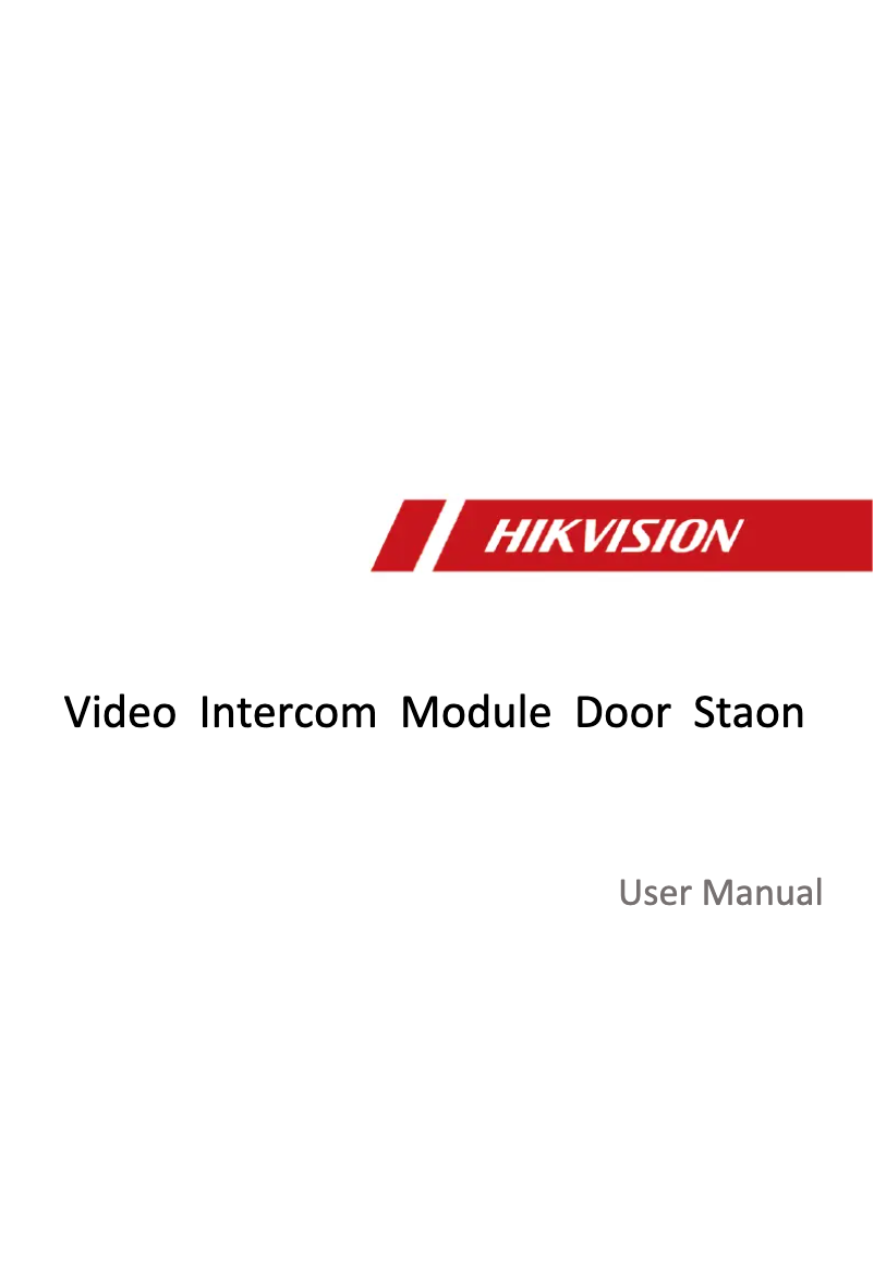 Page n°1 - Manuel utilisateur Hikvision DS-KD8003