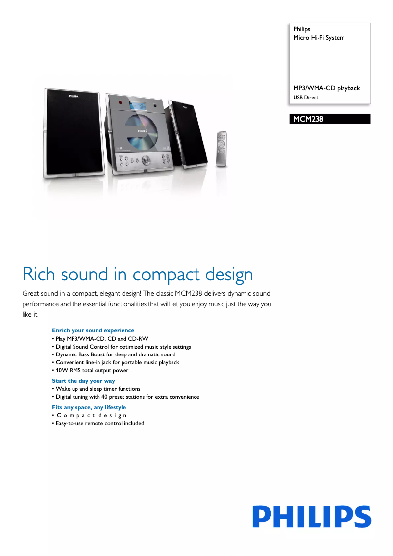 Page n°1 - Brochure Philips MCM238