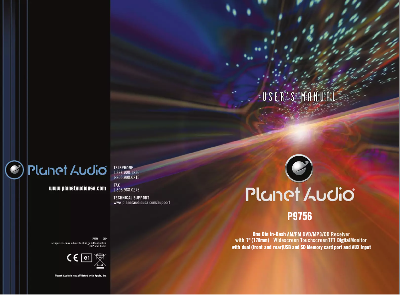 Page n°1 - Manuel utilisateur Planet Audio P9756