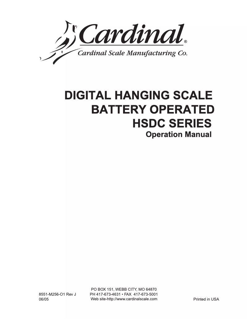 Page 1 de la notice Manuel utilisateur Cardinal Detecto HSDC-200